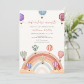 レインボーカラフルホットエアバルーン赤ちゃんシャワー 招待状 (スタンド正面)