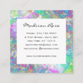 レインボーカラフルホログラフィックラグジュアリートレンディーモダン スクエア名刺 (裏面)