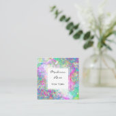 レインボーカラフルホログラフィックラグジュアリートレンディーモダン スクエア名刺 (スタンド正面)