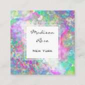 レインボーカラフルホログラフィックラグジュアリートレンディーモダン スクエア名刺 (正面)