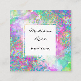 レインボーカラフルホログラフィックラグジュアリートレンディーモダン スクエア名刺