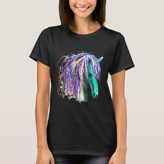 レインボーカラフルホースヘッド Tシャツ (正面)