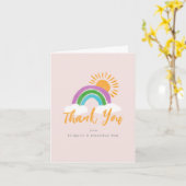 レインボーカラフルボホベイビーシャワーありがとう カード (黄色い花)