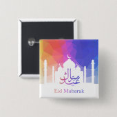 レインボーカラフルポリゴンイードムバラックモスク 缶バッジ (正面&裏面)