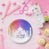 レインボーカラフルポリゴンイードモスク紙プレート ペーパープレート (パーティー)