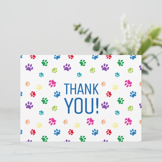 レインボーカラフルポー絵を描プ印刷ありがとうありがとう カード (スタンド正面)