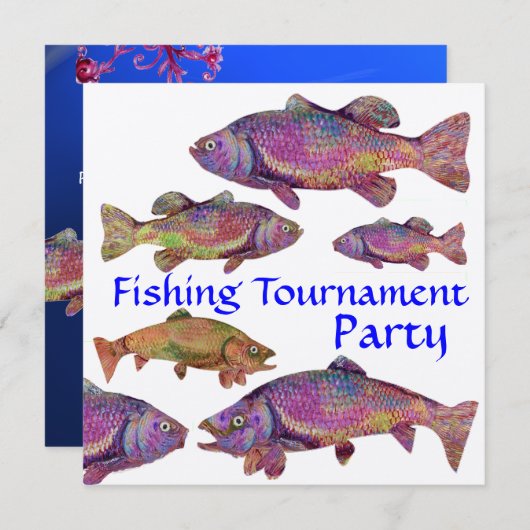 レインボーカラフルマス魚釣り大会パーティー 招待状 (正面/裏面)