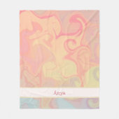 レインボーカラフルマーブルスワール抽象芸術インスピレーション フリースブランケット (正面)