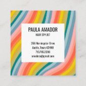 レインボーカラフルミニマリストストライプ手作り 割引カード (裏面)