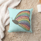 レインボーカラフルモザイク蝶の枕 クッション (ブランケット)