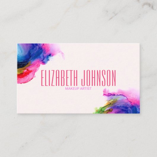 レインボーカラフルモダンエレガント抽象芸術QRコード 名刺 (正面)