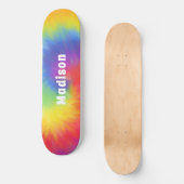 レインボーカラフルモダン絞り染めスワール名前をカスタムする スケートボード (正面)