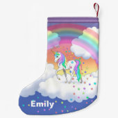 レインボーカラフルユニコーンとスター スモールクリスマスストッキング (裏面)