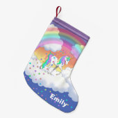 レインボーカラフルユニコーンとスター スモールクリスマスストッキング (正面 (吊り時))