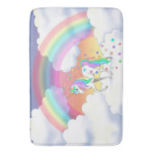 レインボーカラフルユニコーンとスター バスマット (正面縦)