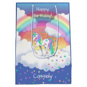 レインボーカラフルユニコーンとスター ミディアムペーパーバッグ (裏面)