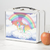 レインボーカラフルユニコーンとスター メタルランチボックス (インサイチュ)