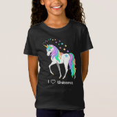 レインボーカラフルユニコーンとスター Tシャツ (正面)