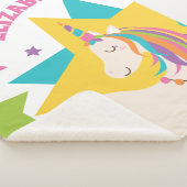 レインボーカラフルユニコーンスターズガーリー名前をカスタムする シェルパブランケット (3/4)