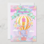 レインボーカラフルユニコーンホットエアバルーンゾウ 招待状 (正面)