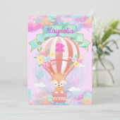 レインボーカラフルユニコーンホットエアバルーンブラウンキツネ 招待状 (スタンド正面)