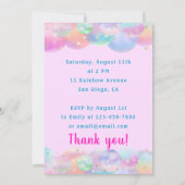 レインボーカラフルユニコーンホットエアバルーンベビーライオン 招待状 (裏面)