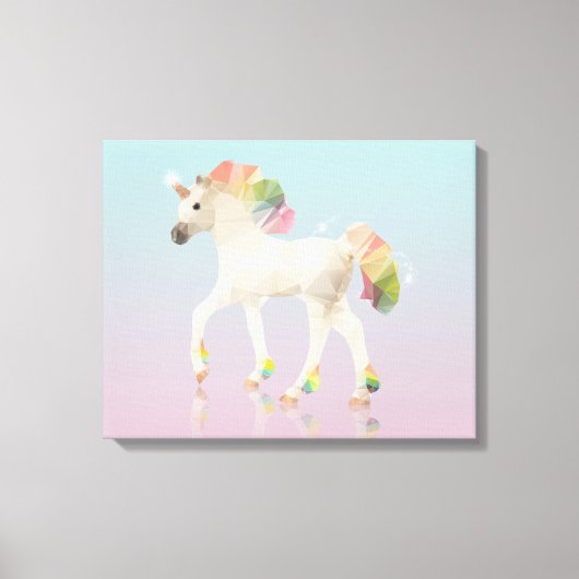 レインボーカラフルユニコーンポリゴン – キャンバスプリント (正面)