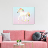 レインボーカラフルユニコーンポリゴン – キャンバスプリント (インサイチュ (リビング))