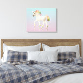 レインボーカラフルユニコーンポリゴン – キャンバスプリント (インサイチュ (寝室))