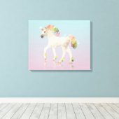 レインボーカラフルユニコーンポリゴン – キャンバスプリント (インサイチュ (ウッドフロア))