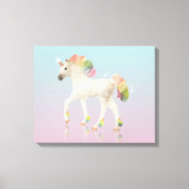 レインボーカラフルユニコーンポリゴン – キャンバスプリント