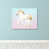 レインボーカラフルユニコーンポリゴン – キャンバスプリント (インサイチュ (ウッドフロア))