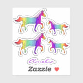 レインボーカラフルユニコーン名子供ステッカー シール (シート)