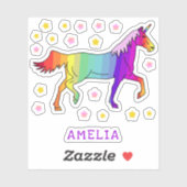 レインボーカラフルユニコーン星名子供ステッカー シール (シート)