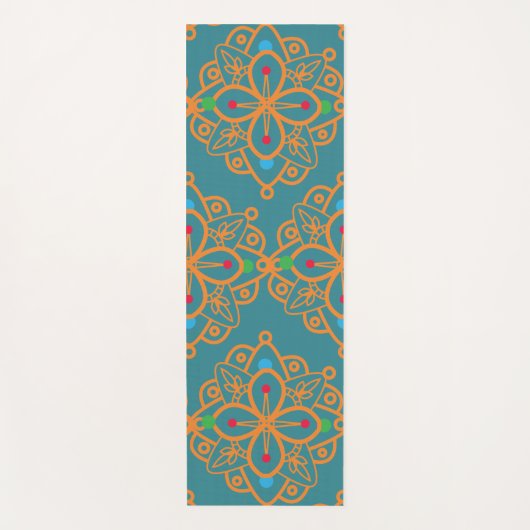 レインボーカラフルヨガマンダラパターン ヨガマット (正面)