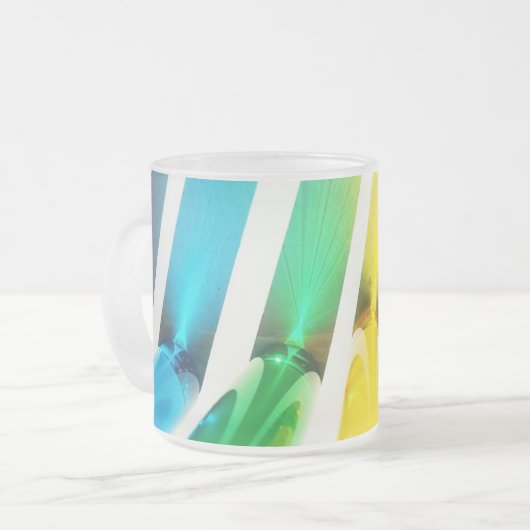 レインボーカラフルライト屈折マグカップ フロストグラスマグカップ (正面左)
