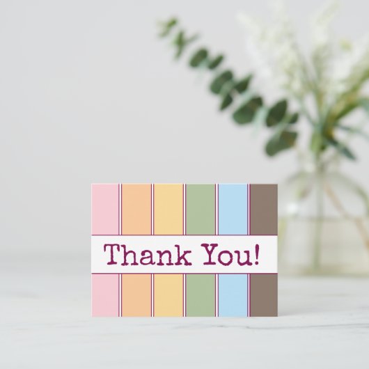 レインボーカラフルラインありがとうご注意 名刺 (スタンド正面)