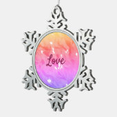 レインボーカラフルラブプライドlgbtqゲイパターン文字 スノーフレークピューターオーナメント (右)