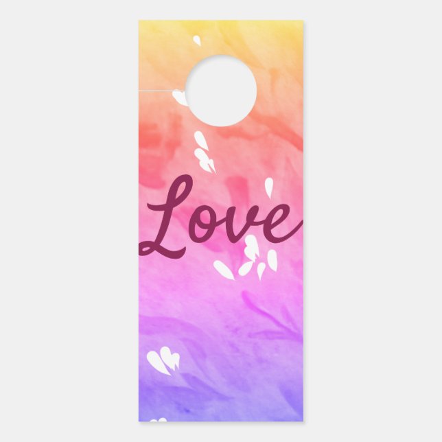 レインボーカラフルラブプライドlgbtqゲイパターン文字 ドアノブサイン (正面)