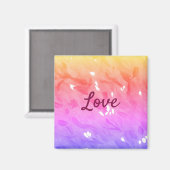 レインボーカラフルラブプライドlgbtqゲイパターン文字 マグネット (正面/裏面)