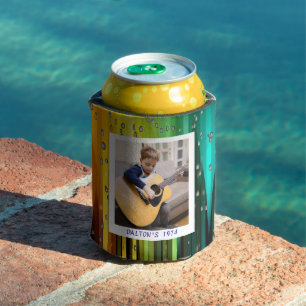 レインボーカラフルレイン40日50誕生日モダン 缶クーラー