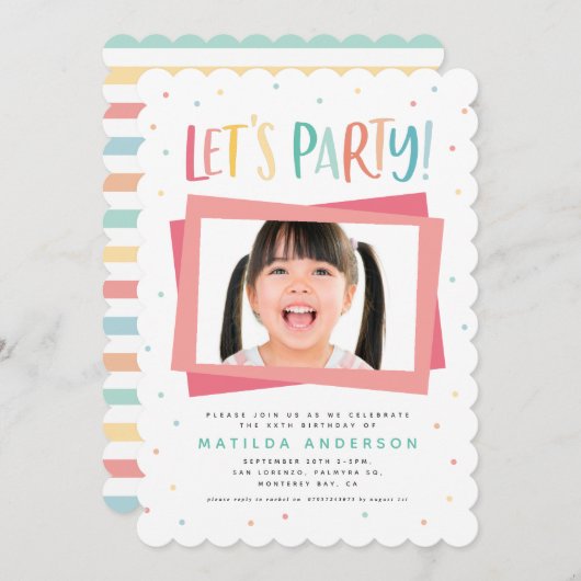 レインボーカラフルレットパーティー誕生日フォト (正面/裏面)