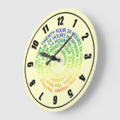 レインボーカラフルレッドグリーンブルーイエロークロック ラージ壁時計 (傾斜)