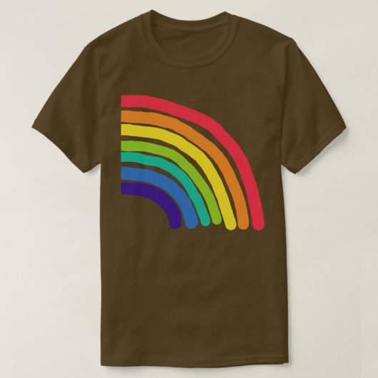 レインボーカラフル右半分グラフィック Tシャツ (デザイン正面)
