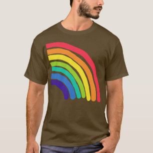 レインボーカラフル右半分グラフィック Tシャツ
