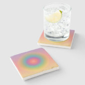 レインボーカラフル同心円宇宙 ストーンコースター (横)