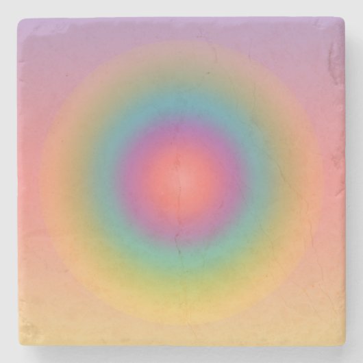 レインボーカラフル同心円宇宙 ストーンコースター (正面)