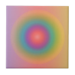 レインボーカラフル同心円宇宙 タイル