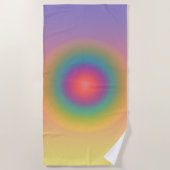 レインボーカラフル同心円宇宙 ビーチタオル (正面)