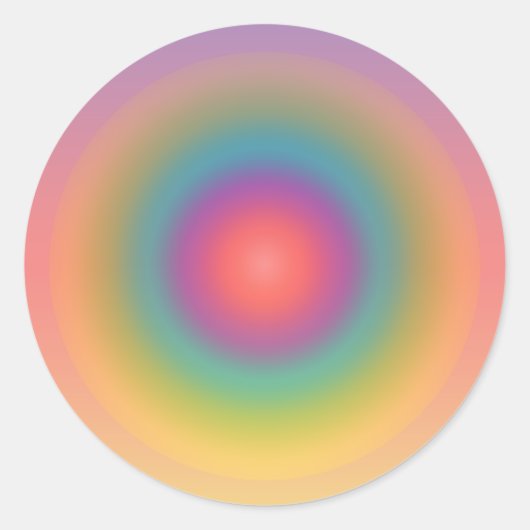 レインボーカラフル同心円宇宙 ラウンドシール (正面)